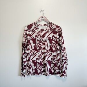 HUK Fishing Women’s Medium Long Sleeve Maroon White Print Top Tee M